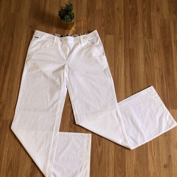 Burberry London White Cotton Trouser Pants Wide Leg Made in Italy - Picture 1 of 13